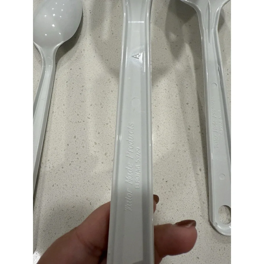 Set of 3 Tailor‎ Made Nylon Slotted Spatula Ladle Serving Spoon White